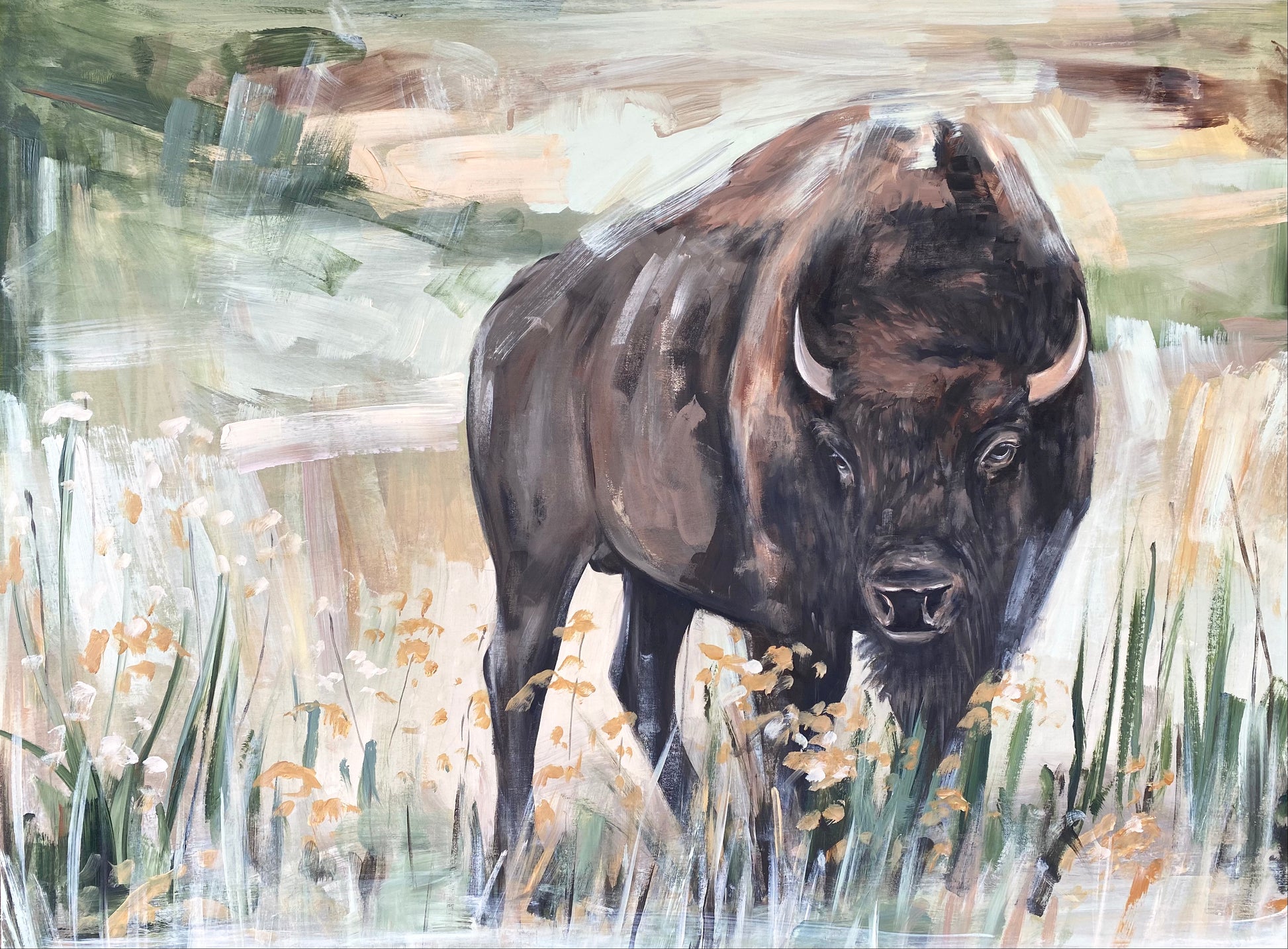 Bison In Flowers image 0